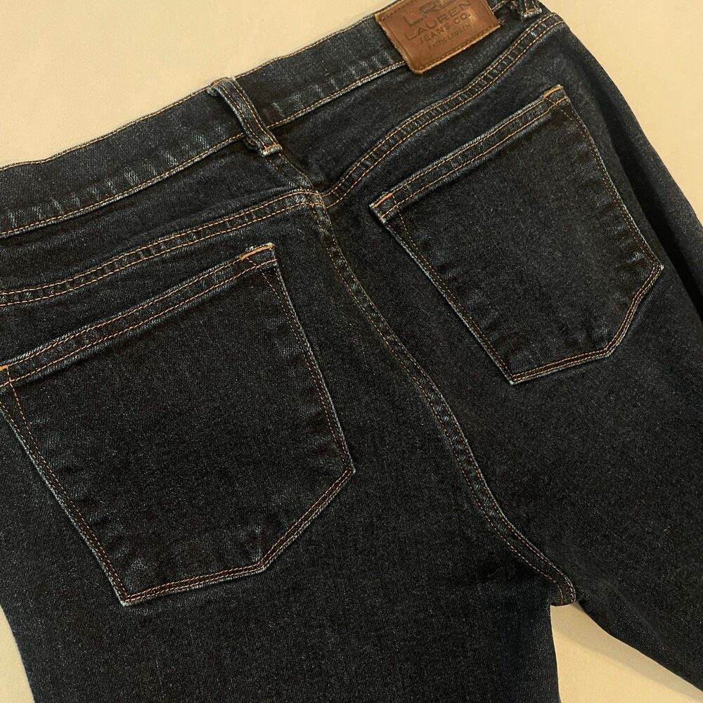 ~ Lauren Ralph Lauren 10 Jeans LRL Classic Straight Mid Rise Women's Dark Blue - Picture 14 of 16